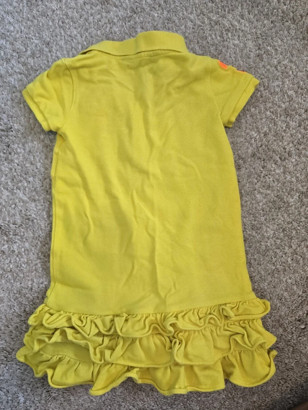 Ralph Lauren Girls' Bright Yellow Polo Dress with Ruffle Hem